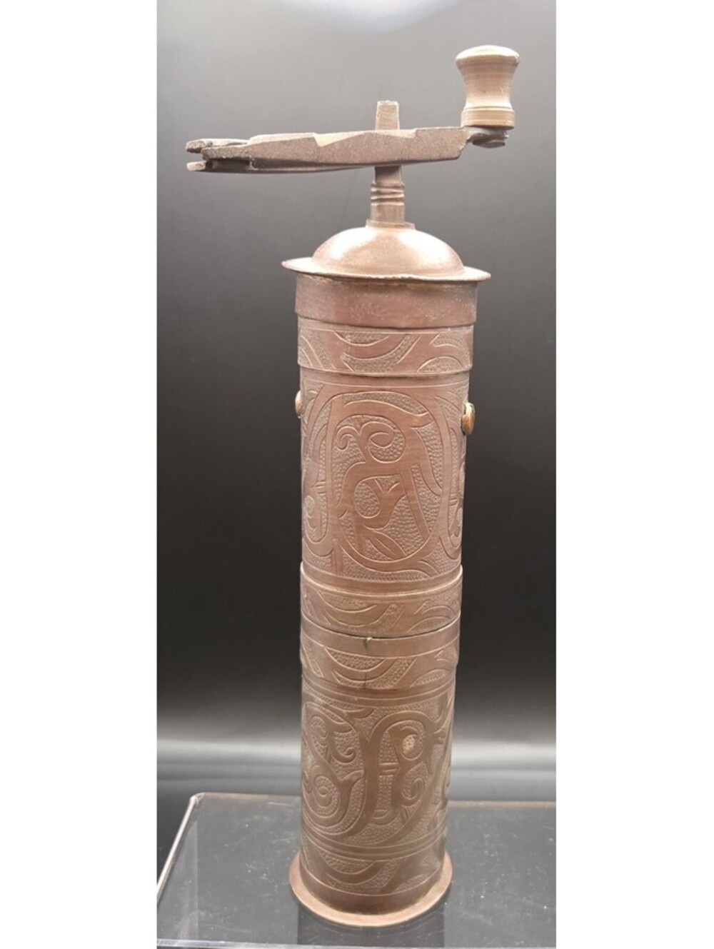 TurkishOttoman Antique Brass Manual Coffee Grinder Engraved Serbia/Bosnia Origin